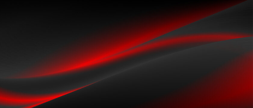 Abstract red black smooth blurred waves background. Vector banner graphic design