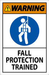 Hard Hat Decals, Warning Fall Protection Trained