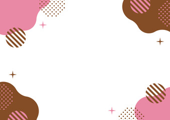 抽象的なフレーム  ピンクと茶色　苺チョコレートカラー　水玉とキラキラ