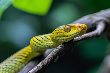 Antiguan racer snake on a branch