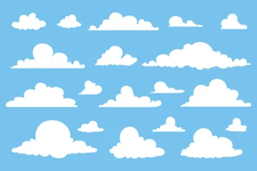 Foto op Canvas Collection of abstract flat cartoon and fluffy cloud icons. © Desenarrt