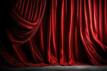 Artistic view, Red color curtain against different background. 
