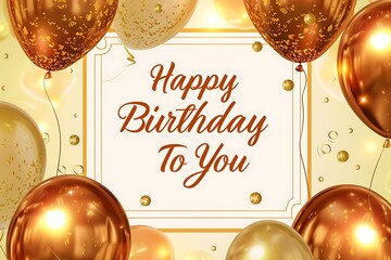 birthday greeting card featuring golden balloons, sparkling lights, and a stylish ‘Happy Birthday To You’ message. This image is perfect for sending warm wishes to your loved ones on their special day
