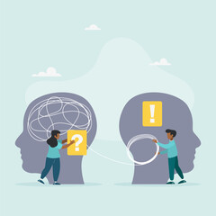 Psychology. Psychotherapeutic practice, psychological assistance, psychiatrist consultations. Modern flat cartoon style. Vector illustration.