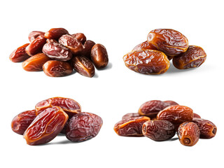 Dates fruit close up isolated on transparent background. Ramadan special dish