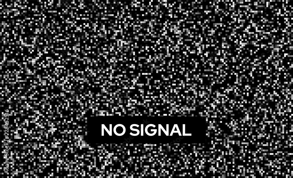 Poster Static Pixel Noise TV. VHS Glitch Pixel Texture Screen. Static Video Noise. Color Pattern Background. No Signal Vector Illustration.