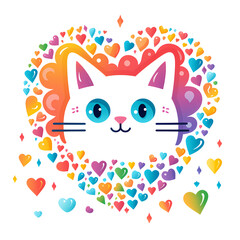 Cat inside heart clipart