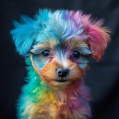A rainbow-colored puppy 