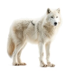 Arctic Wolf standing side view isolated on white background, photo realistic.