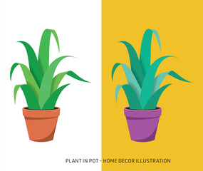 Plant in pot home decor vector illustration - 728453539