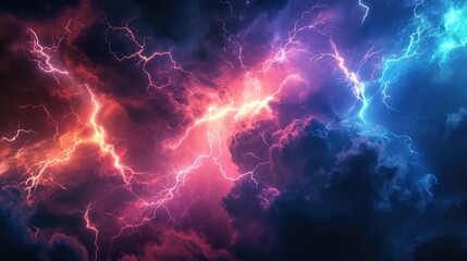 Lightning bolts streaking across the stormy sky, weather background