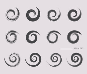 Set of vector brush stroke spiral elements - 728454534