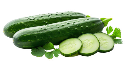 Fresh watery cucumber and slices