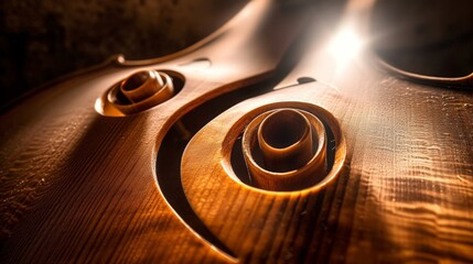Closeup abstraction with a musical instrument. A beautiful musical form resembling a violin and stringed musical instruments