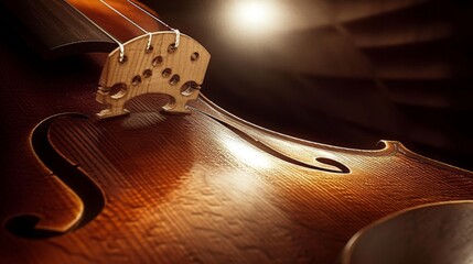 Closeup abstraction with a musical instrument. A beautiful musical form resembling a violin and stringed musical instruments - obrazy, fototapety, plakaty