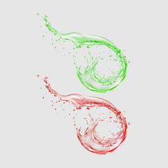 red and green water splash