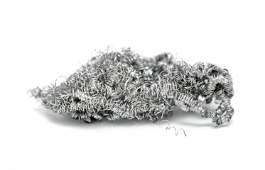 Sponge made from metal shavings on a white background
