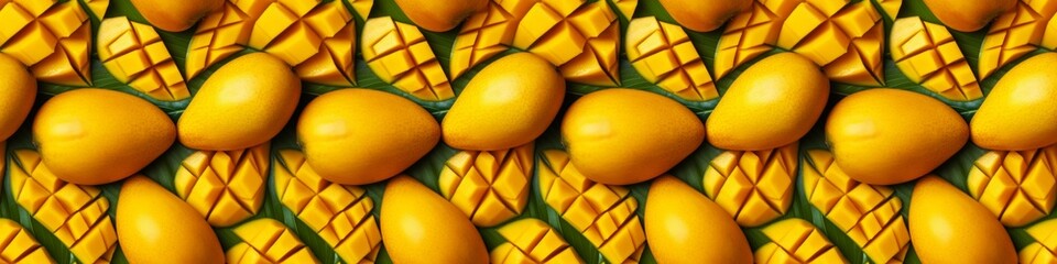 Creative food summer mangos fruits background banner panorama wide, long, seamless pattern texture...