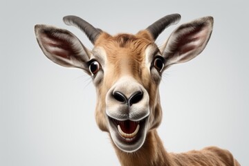 Adorable and funny gazelle looking at the camera with copy space for text and room for your message