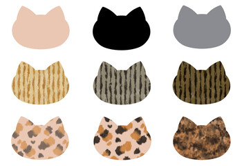 猫　フレームセット　素材　見出し　飾り枠　あしらい　 シンプル　おしゃれ　白猫　黒猫　グレー　キジトラ　サバトラ　茶トラ　ぶち　サビ柄