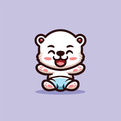 Cute Polar Bear Cartoon Mascot Animal Vector Logo Design illustration