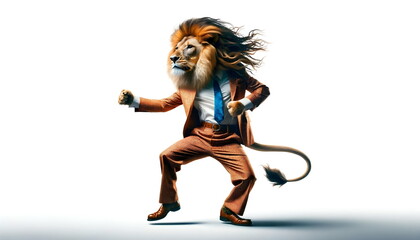 Fototapeta premium lion dance isolated on white background