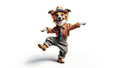 Fototapeta premium dog dance isolated on white background
