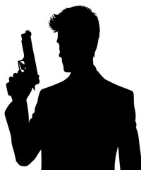  Man with gun silhouette PNG Design