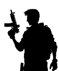  Man with gun silhouette PNG Design