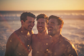 three men at beach