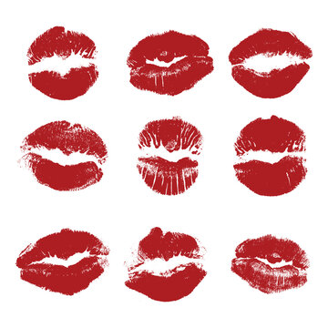 Lips. Vector images of lips. Kiss. Various kissing variations