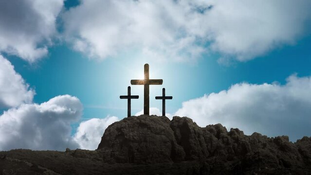 clouds float on the background of the Cross on Easter Day