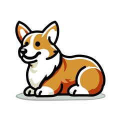 Charming Pembroke Welsh Corgi Dog Sitting on a White Background. 