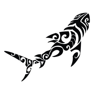 Shark on sun (Strength, life) shark sun original Polynesian tattoo design