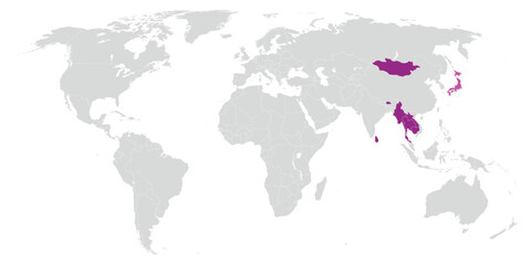 Buddhism distribution map of the world.
