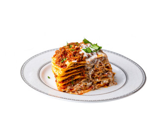 Turkish Food Kayseri Yaglama with Minced Meat, Yogurt and Tomato Paste