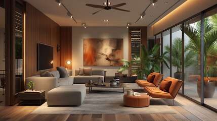 Immerse yourself in an art collector's paradise, where gallery-like walls, custom lighting, and rotating installations transform your home into a personal masterpiece showcase.  - obrazy, fototapety, plakaty