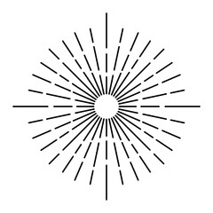 Obraz premium Sunburst firework explosion, bursting or light rays, linear drawing. Vector trendy hand drawn retro isolated design element