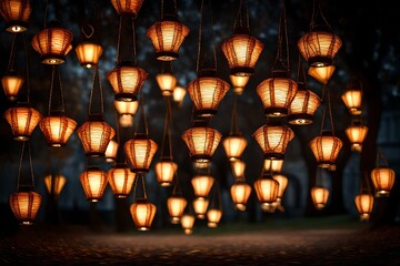 Illuminated lanterns spelling out affection. 