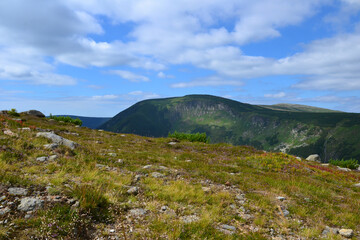 Karkonosze National Park (Polish: Karkonoski Park Narodowy). National Park in the Giant Mountains in the Sudetes, the border with the Czech Republic. Mountains view