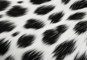 Close-up of the texture of the animal's black and white spotted fur, conveying intricate patterns and softness, Dalmatian