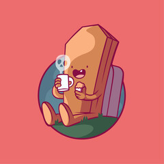 coffin mascot having coffee