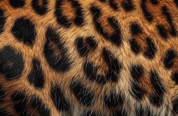 Exquisite close-up of leopard fur texture, highlighting the intricate patterns and rich colors