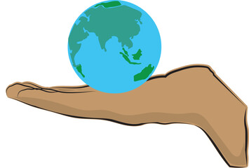 Vector Illustration of a Hand Holding Earth