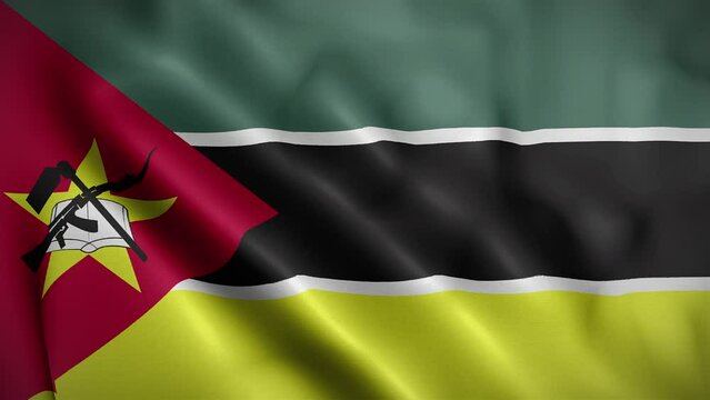 Mozambique waving flag, Flag of Mozambique Animation, Mozambican Flag Closeup, 4k Mozambican Flag Waving Animation
