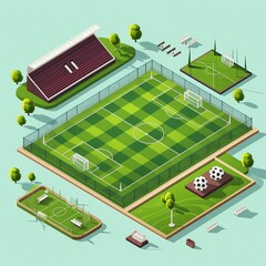 project teamwork in sports . isometric illustration