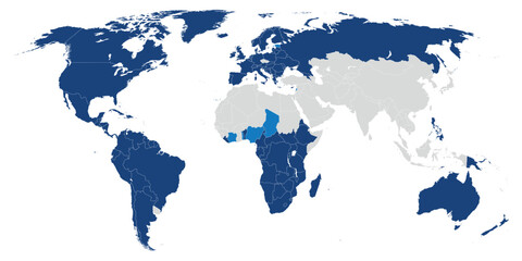 Fototapeta na wymiar Christianity distribution map of the world.