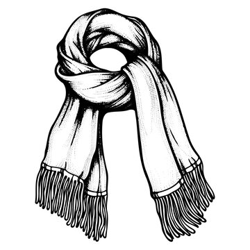 black and white scarf with fringe clip art preview