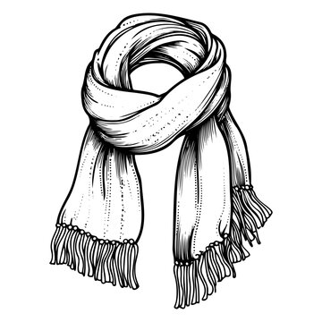 black and white scarf with fringe clip art preview