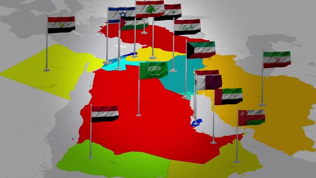 Flying Flags Across the Middle East. Flying Flags Across the Middle East Map